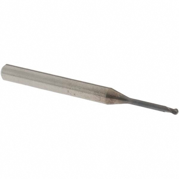 Ball End Mill: 1.50 mm Dia, 1.20 mm LOC, 2 Flute, Solid Carbide