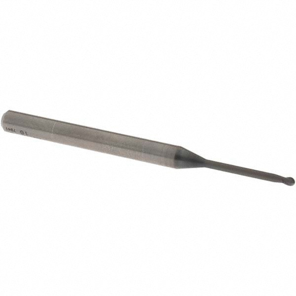 Ball End Mill: 1.50 mm Dia, 1.20 mm LOC, 2 Flute, Solid Carbide