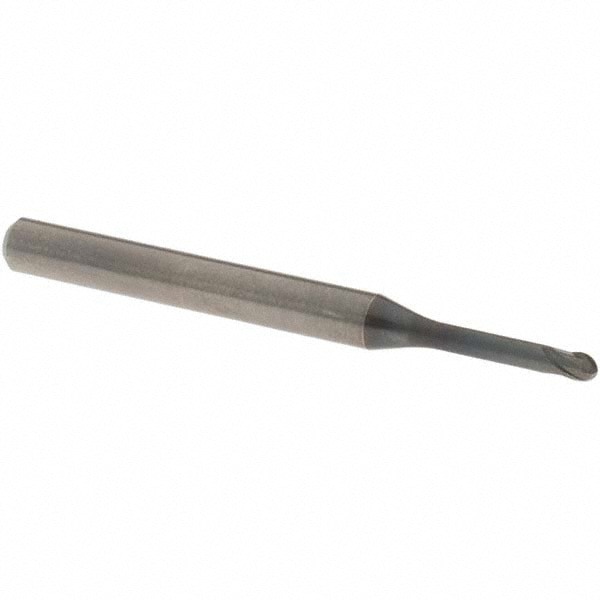 Ball End Mill: 2.00 mm Dia, 1.60 mm LOC, 2 Flute, Solid Carbide