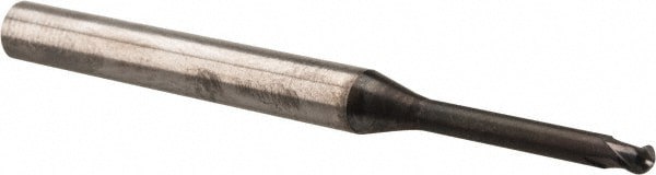 Ball End Mill: 2.00 mm Dia, 1.60 mm LOC, 2 Flute, Solid Carbide