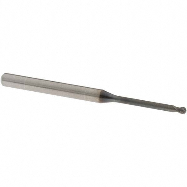Ball End Mill: 2.00 mm Dia, 1.60 mm LOC, 2 Flute, Solid Carbide