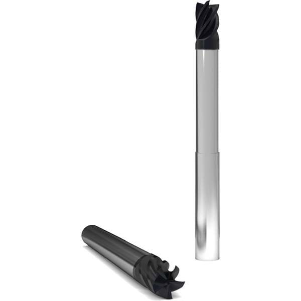 Square End Mill: 1/4'' Dia, 3/8'' LOC, 1/4'' Shank Dia, 4'' OAL, 5 Flutes, Solid Carbide