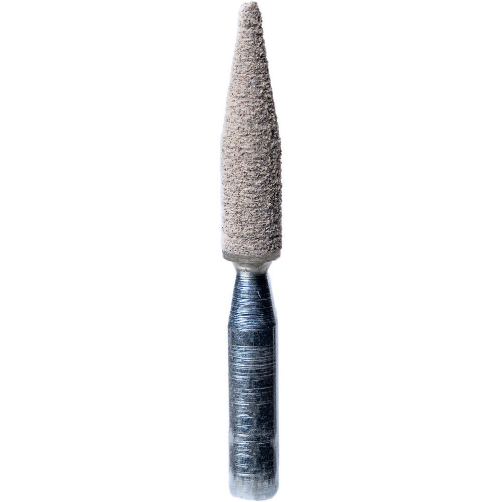 Mounted Points; Point Shape: Pointed Cylinder ; Point Shape Code: A15 ; Abrasive Material: Aluminum Oxide ; Tooth Style: Pointed ; Grade: Fine ; Grit: 120