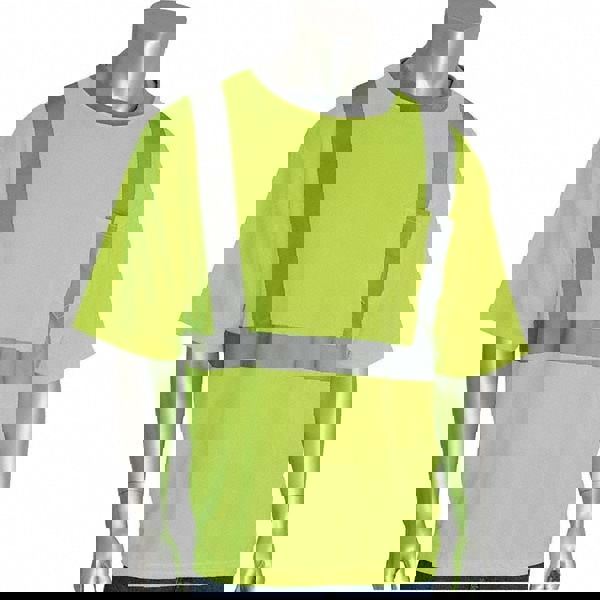 Work Shirt: High-Visibility, T-Shirt, Large, Polyester, High-Visibility Yellow