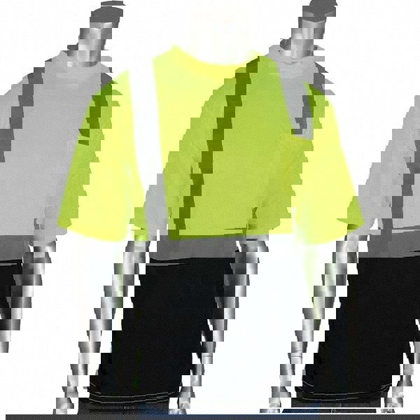 Work Shirt: High-Visibility, T-Shirt, Small, Polyester, Black & High-Visibility Yellow