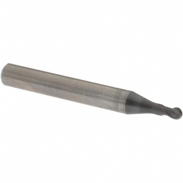 Ball End Mill: 3.00 mm Dia, 2.40 mm LOC, 2 Flute, Solid Carbide