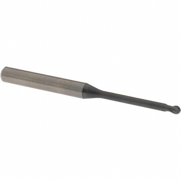 Ball End Mill: 3.00 mm Dia, 2.40 mm LOC, 2 Flute, Solid Carbide