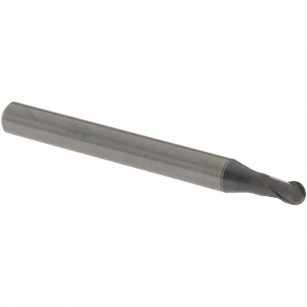 Ball End Mill: 4.00 mm Dia, 3.20 mm LOC, 2 Flute, Solid Carbide