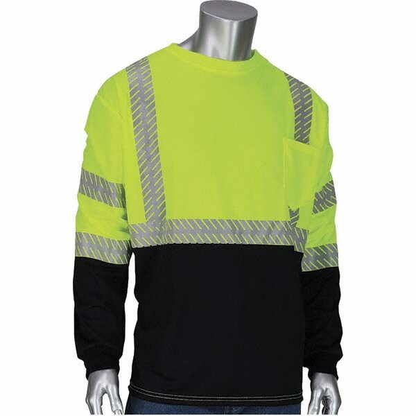 Work Shirt: High-Visibility, Large, Polyester, Lime, 1 Pocket