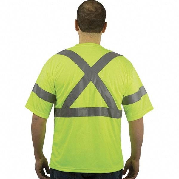 Work Shirt: High-Visibility, Large, Polyester, High-Visibility Yellow