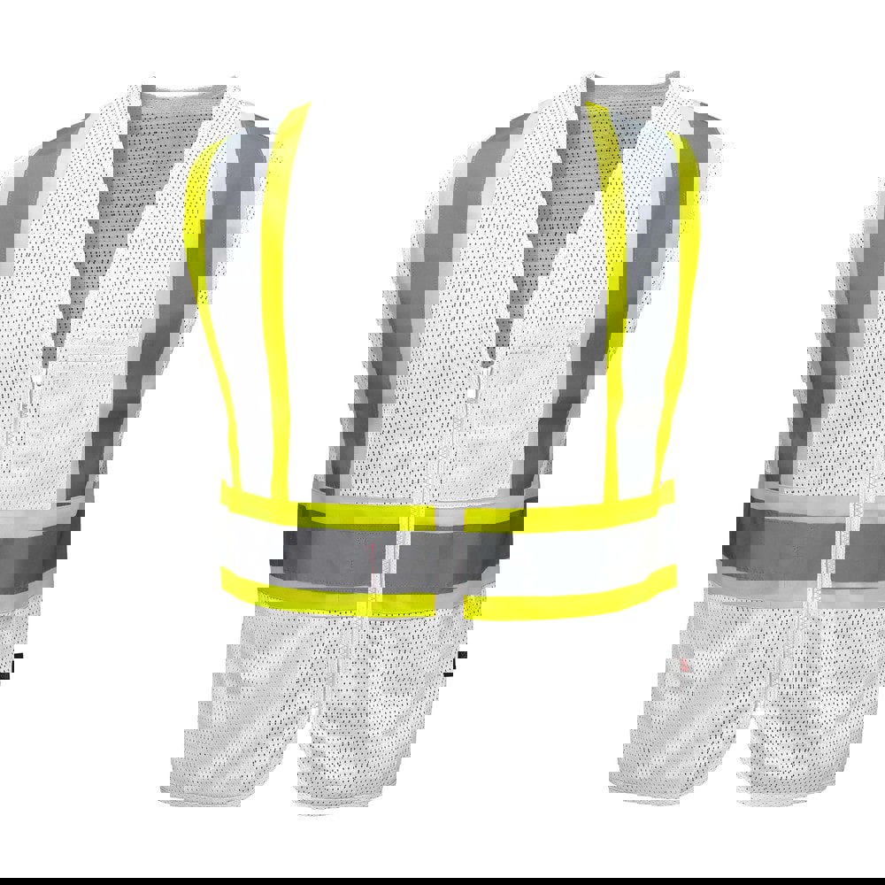 High Visibility Vests; Size: 2X-Large/3X-Large ; Color: White ; Gender: Unisex ; Closure Type: Zipper ; Number of Pockets: 2 ; Chest Size (Inch): 30-32