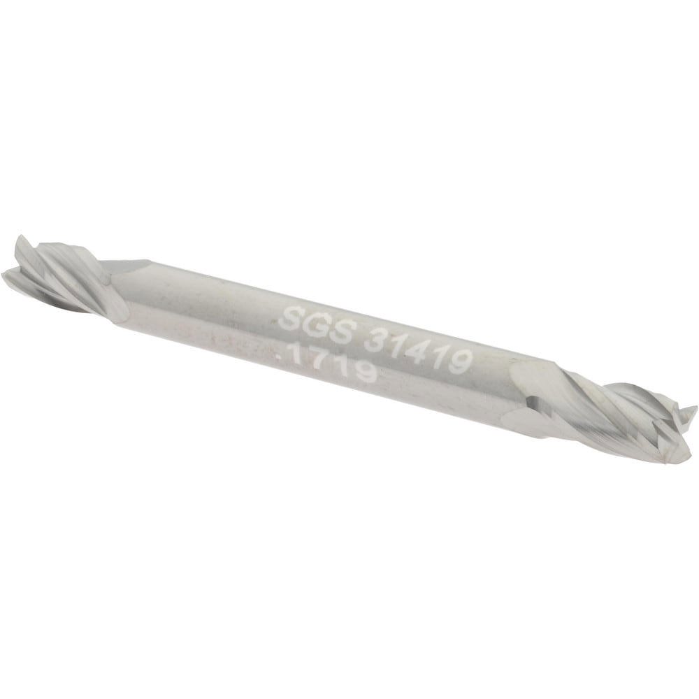 Square End Mill: 11/64'' Dia, 5/16'' LOC, 3/16'' Shank Dia, 2'' OAL, 4 Flutes, Solid Carbide
