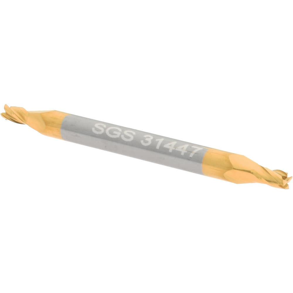 Square End Mill: 5/64'' Dia, 1/8'' LOC, 1/8'' Shank Dia, 1-1/2'' OAL, 4 Flutes, Solid Carbide