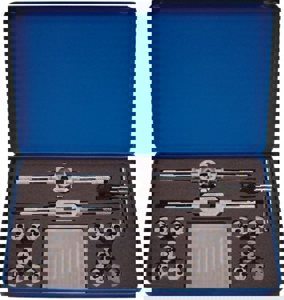 Tap & Die Set: #0-80 to #12-24 Taps, #0-80 to #12-24 Dies, UNC, UNEF & UNF