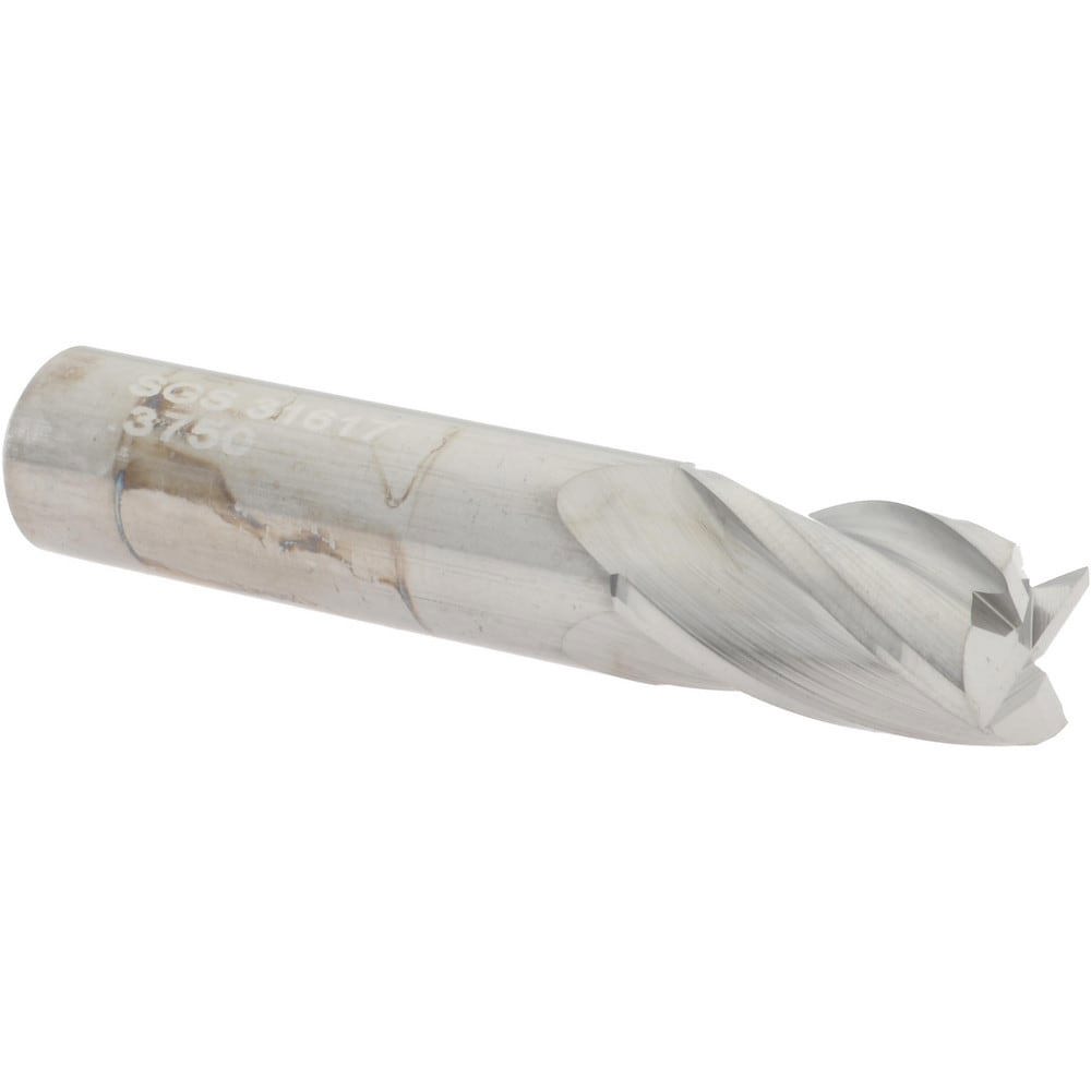 Square End Mill: 3/8'' Dia, 5/8'' LOC, 3/8'' Shank Dia, 2'' OAL, 4 Flutes, Solid Carbide