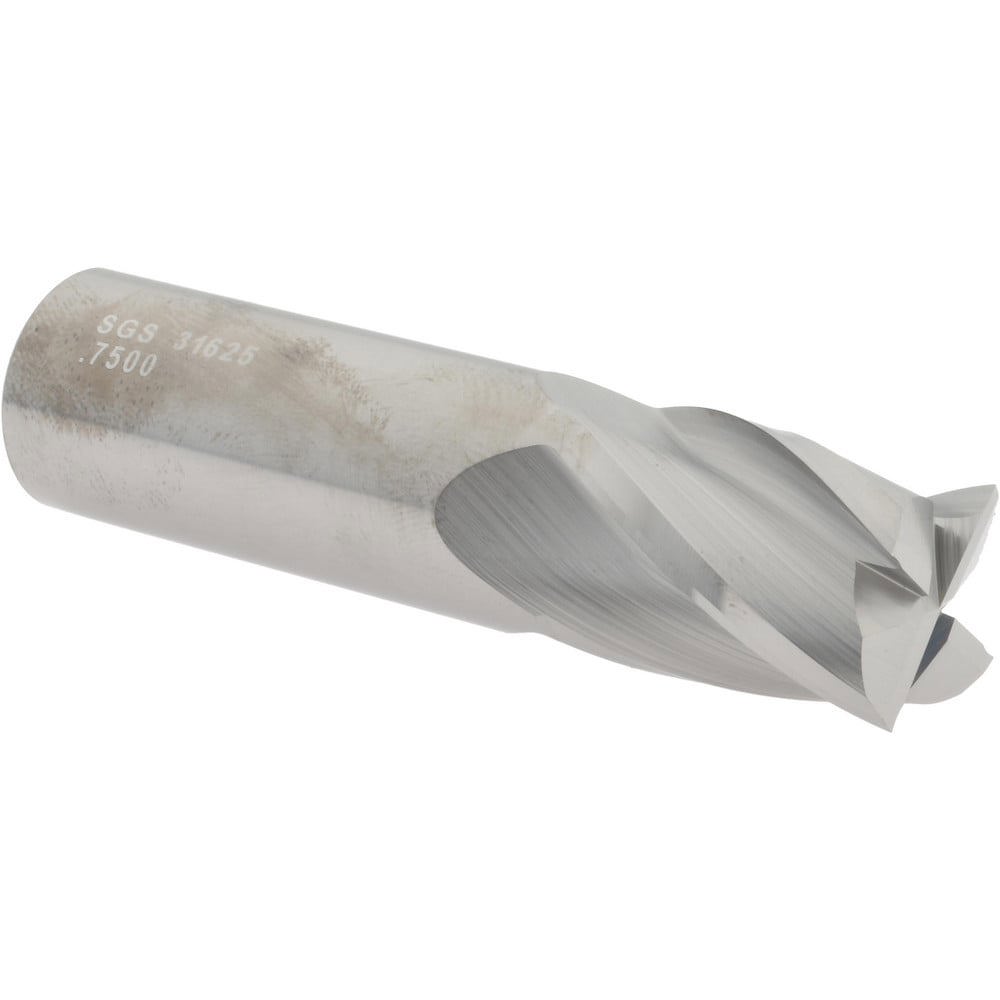 Square End Mill: 3/4'' Dia, 1'' LOC, 3/4'' Shank Dia, 3'' OAL, 4 Flutes, Solid Carbide