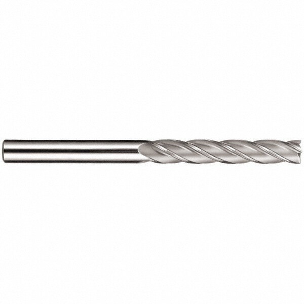 Square End Mill: 7/16'' Dia, 3'' LOC, 7/16'' Shank Dia, 6'' OAL, 4 Flutes, Solid Carbide