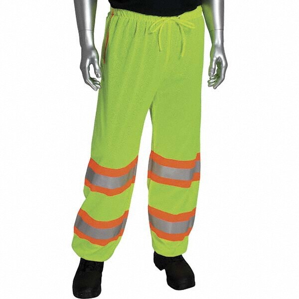Work Pants: High-Visibility, 4X-Large, Polyester, High-Visibility Yellow, 34