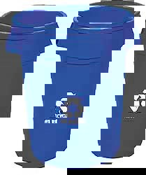 Recycling Container: 32 gal, Round, Blue