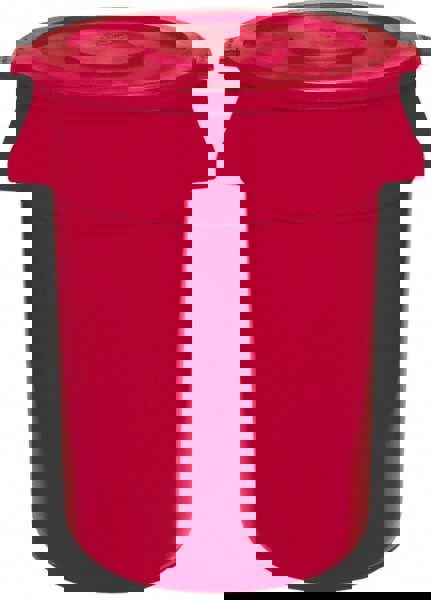 Trash Can: 32 gal, Round, Red
