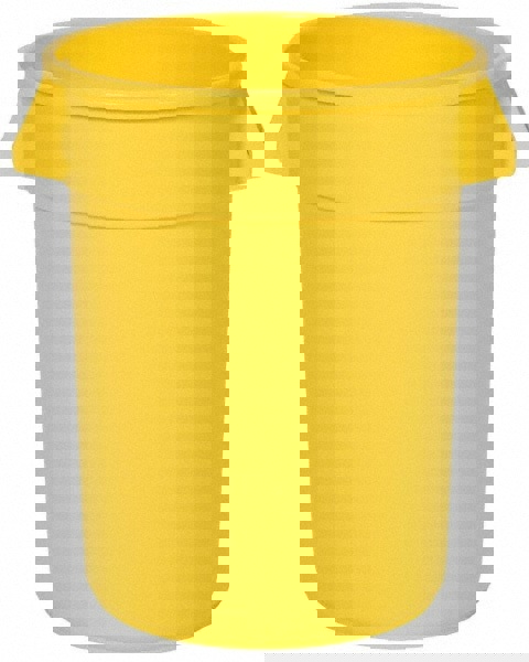 Trash Can: 32 gal, Round, Yellow