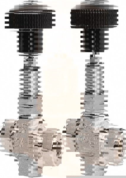 Needle Valve: Round Knob Handle, Straight, 3/8