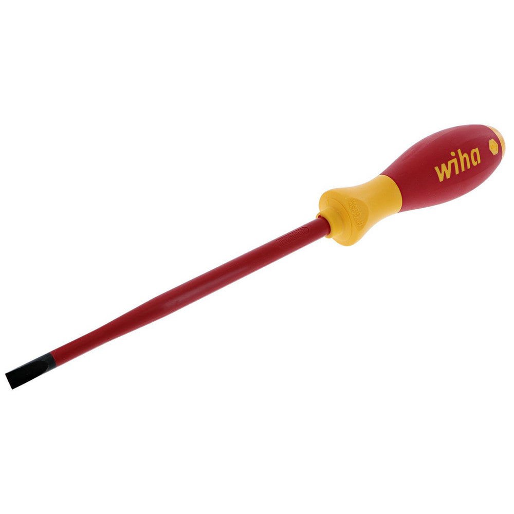 Slotted Screwdrivers; Blade Width (Inch): 1/4 ; Blade Length (mm): 150.0000 ; Overall Length (Decimal Inch): 10.6000 ; Handle Type: Cushion Grip; Insulated ; Handle Length (Decimal Inch - 4 Decimals): 4.7000 ; Handle Color: Red; Yellow