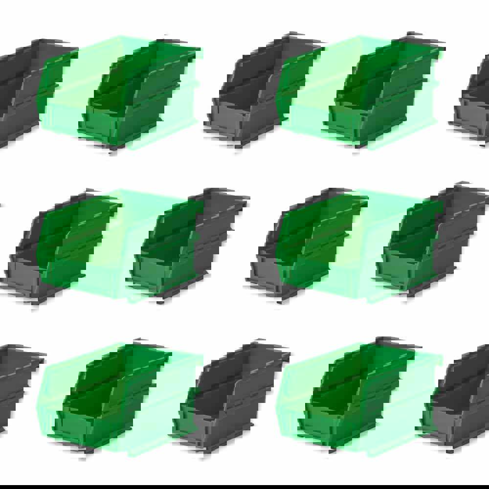 Plastic Hang, Stack & Nest Bin: Green, 4-3/4 x 2-13/16 x 3-9/16