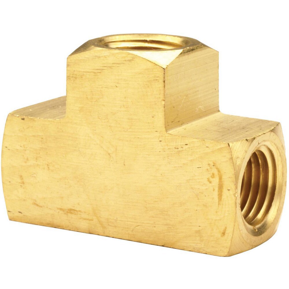 Brass & Chrome Pipe Fittings; Fitting Type: Female Pipe Tee ; Fitting Size: 1/4 x 1/4 ; End Connections: FNPT ; Connection Type: Threaded ; Pressure Rating (psi): 1000 ; Fitting Shape: Tee