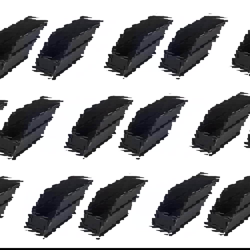 Plastic Hang, Stack & Nest Bin: Black, 6-3/4 x 2-13/16 x 3-9/16