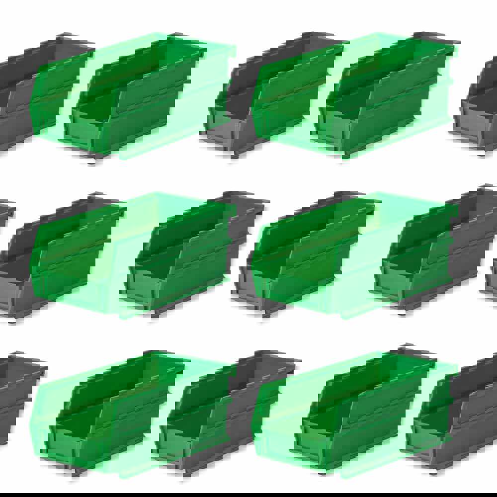 Plastic Hang, Stack & Nest Bin: Green, 6-3/4 x 2-13/16 x 3-9/16