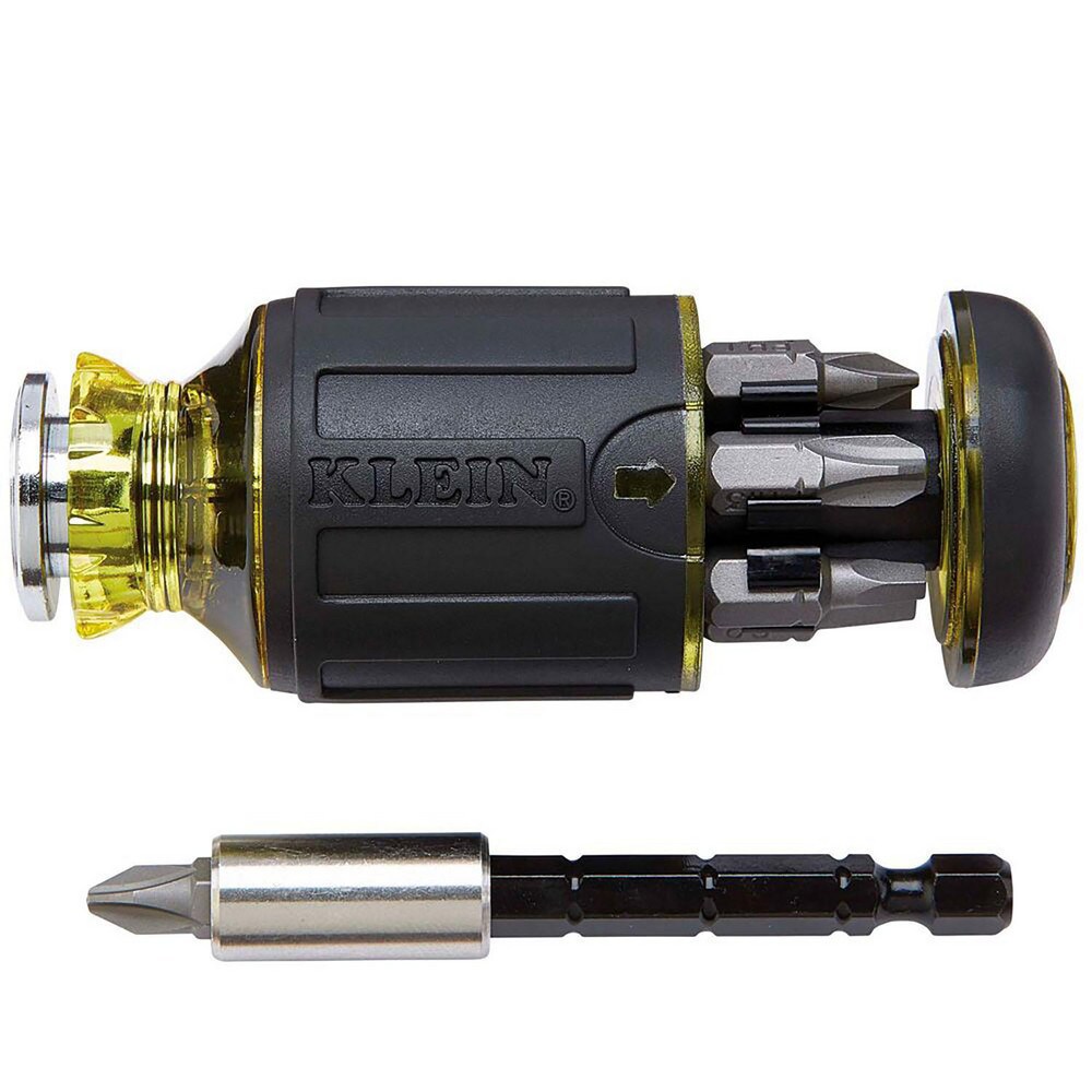 Bit Screwdrivers; Tip Type: Nutdriver; Phillips; Square ; Phillips Point Size: #1;#2;#3 ; Slotted Point Size: 3/16 in (4.8 mm); 1/4 in (6.4 mm) ; Handle Type: Cushion Grip ; Overall Length (Decimal Inch): 4.8100 ; Magnetic: Yes