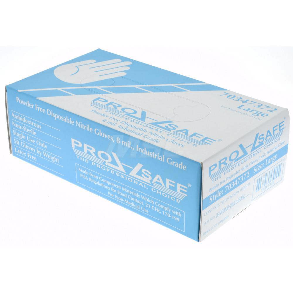 Disposable Glove: Size Large, 8.0 mil, Nitrile, General Purpose Grade, Powder-Free