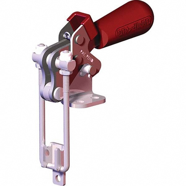 Pull-Action Latch Clamp: Vertical, 495 lb, J-Hook, Flanged Base