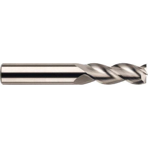 Square End Mill: 3/8'' Dia, 1/2'' LOC, 3/8'' Shank Dia, 4'' OAL, 3 Flutes, Solid Carbide