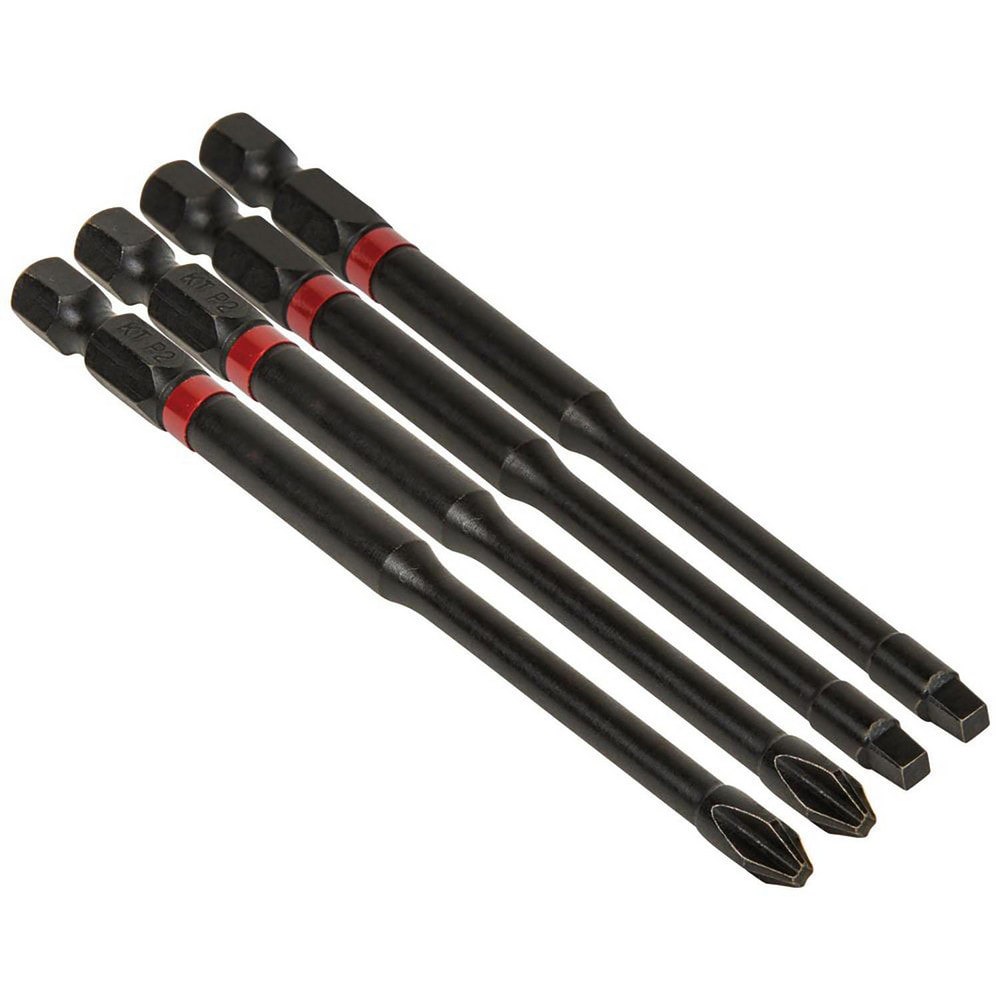 Power & Impact Screwdriver Bit Sets; Set Type: Impact Hex Bit Set ; Bit Type: Phillips/Square ; Point Type: Phillips; Square ; Drive Size: 1/4 ; Overall Length (Decimal Inch): 4.0000 ; Phillips Point Size: #2