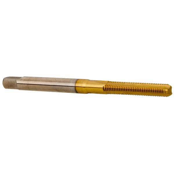 Straight Flute Tap: M3x0.50 Metric Coarse, 3 Flutes, Bottoming, 6H Class of Fit, High Speed Steel, TiN Coated