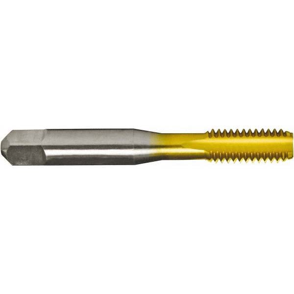 Straight Flute Tap: M24x3.00 Metric Coarse, 4 Flutes, Bottoming, 6H Class of Fit, High Speed Steel, TiN Coated