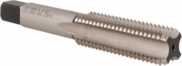Straight Flute Tap: M16x2.00 Metric Coarse, 4 Flutes, Bottoming, 6H Class of Fit, High Speed Steel, Bright/Uncoated