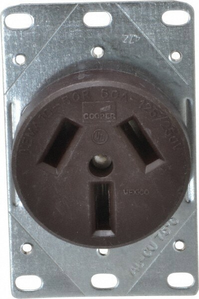 Straight Blade Single Receptacle: NEMA 10-50R, 50 Amps, Ungrounded
