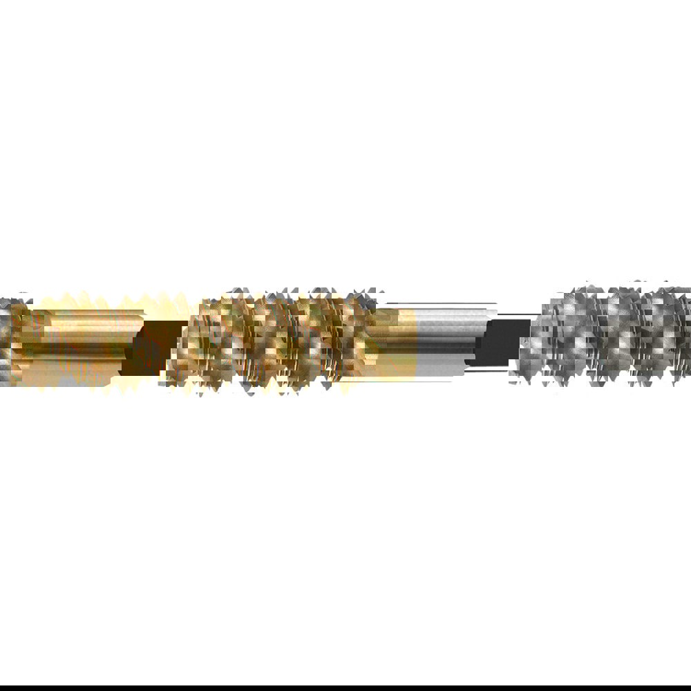 Spiral Flute Tap: #6-32 UNC, 2 Flutes, Plug, 2B Class of Fit, High Speed Steel, TiN Coated