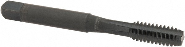 Straight Flute Tap: 1/4-20 UNC, 4 Flutes, Modified Bottoming, 2B Class of Fit, Powdered Metal, Nitride/Oxide Coated