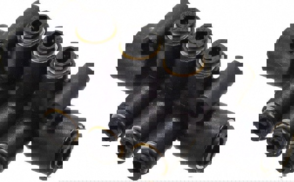 Push-to-Connect Tube Fitting: Double Multiple Tee with Mounting Holes, Tee 1/4 x 5/32