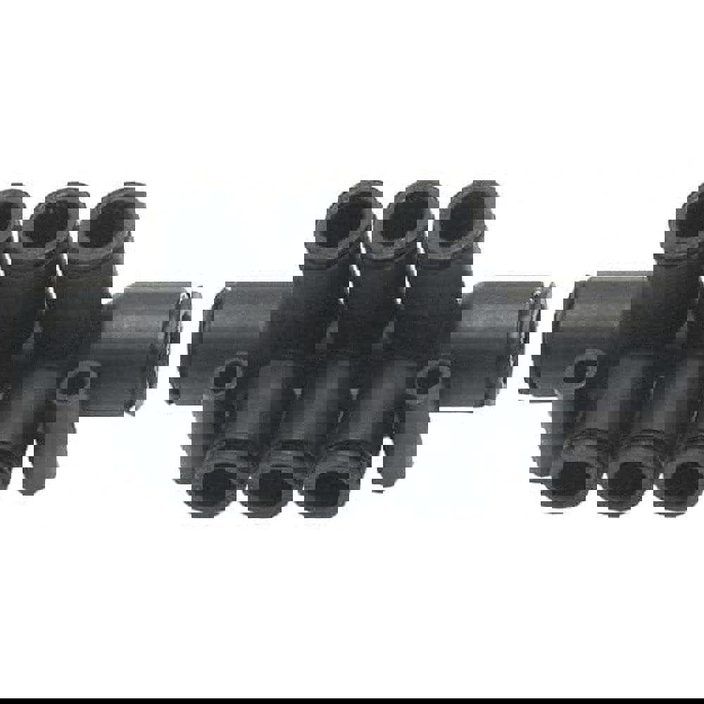 Push-To-Connect Push On Tube Fitting: Double Multiple Tee with Mounting Holes, Tee 3/8 x 1/4