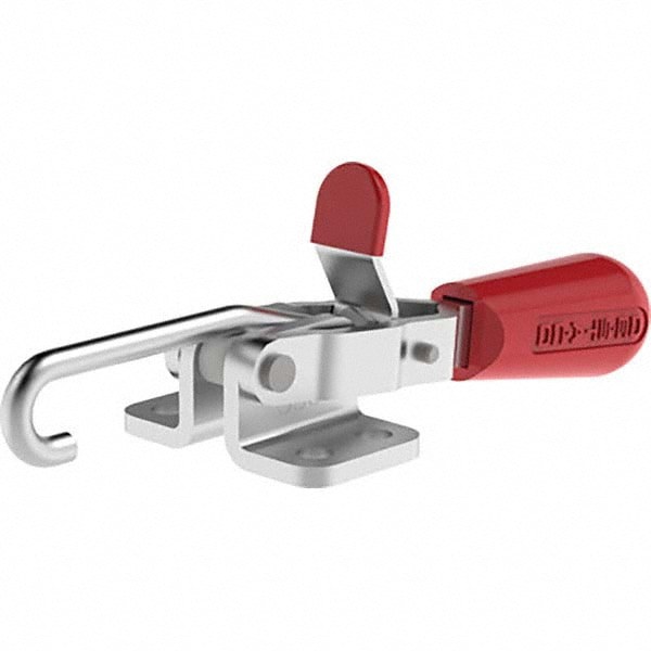 Pull-Action Latch Clamp: Horizontal, 202 lb, J-Hook, Flanged Base