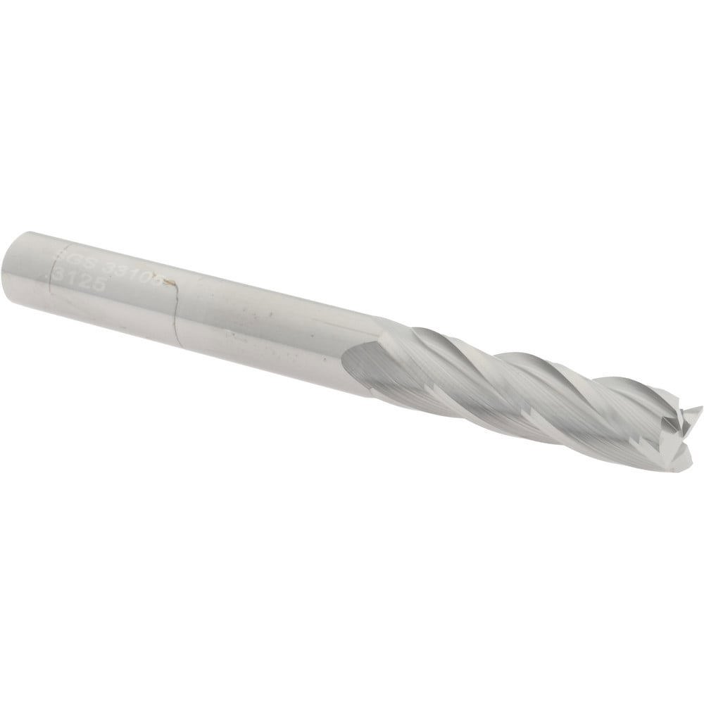 Square End Mill: 5/16'' Dia, 1-1/8'' LOC, 5/16'' Shank Dia, 3'' OAL, 4 Flutes, Solid Carbide