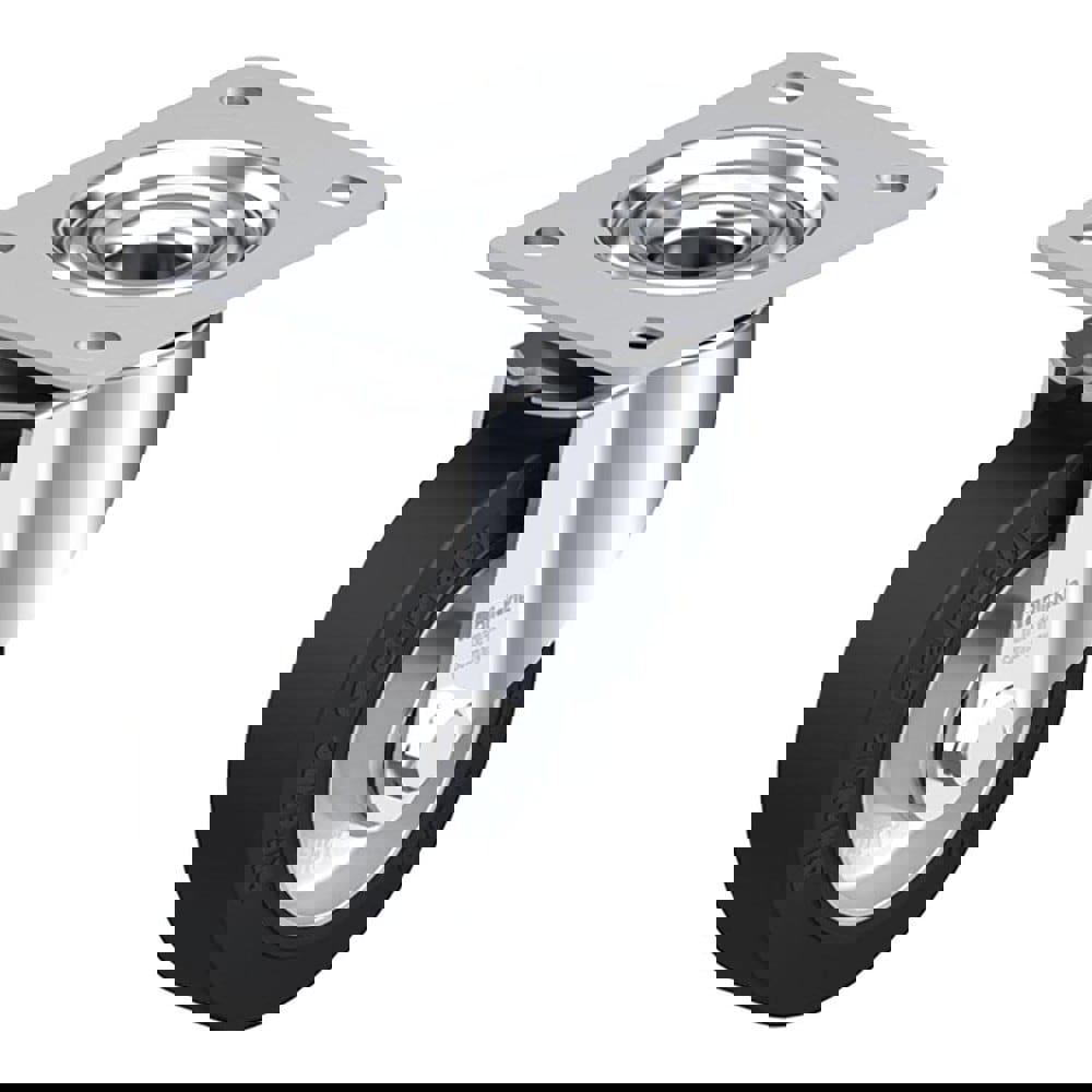 Swivel Top Plate Caster: Solid Rubber, 5