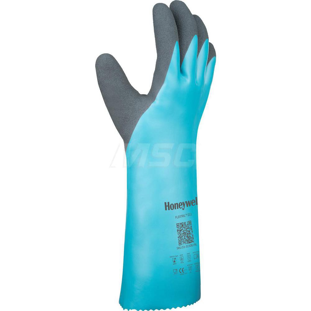 Chemical Resistant Gloves: Small, 18 mil Thick, Nitrile-Coated, Nitrile, Supported
