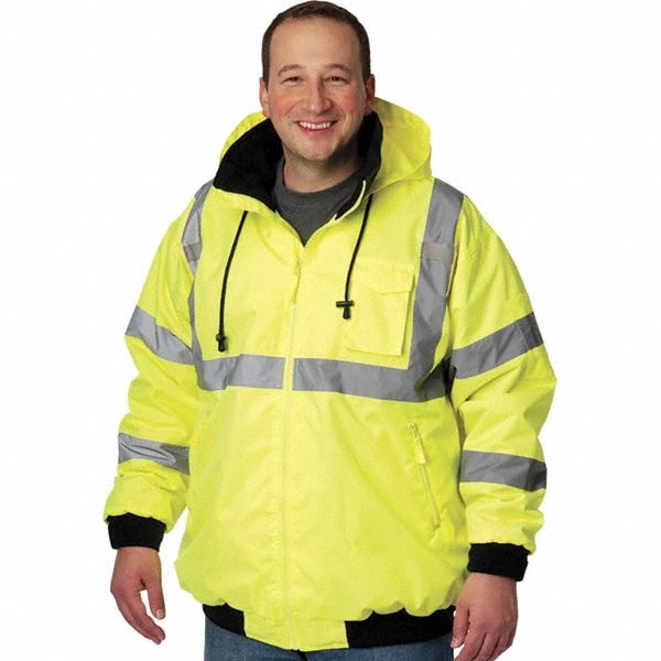 High Visibility Jacket: Size 2X-Large, Polyester, Zipper Closure