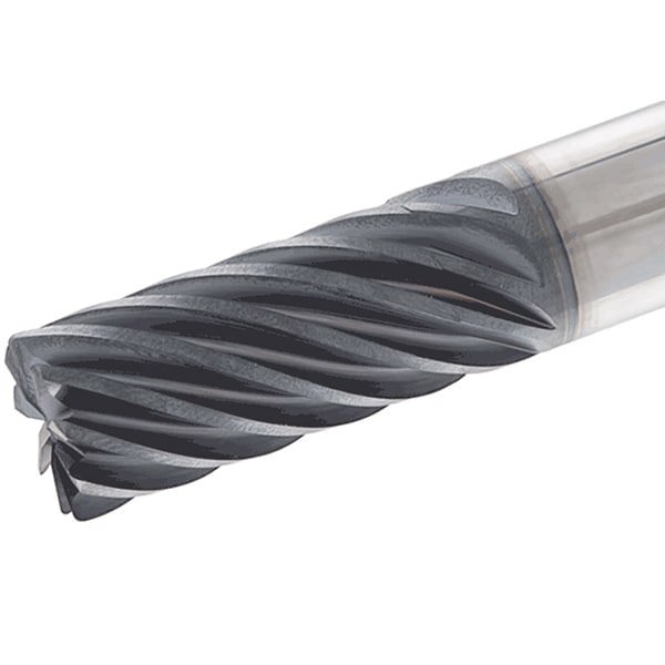 Roughing & Finishing End Mill: 20 mm Dia, 9 Flutes, 1 mm Corner Radius, Corner Radius End